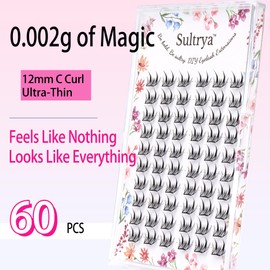 Sultrya Individual Cluster Lash Extensions Ultra Thin Wispy Lashes DIY False Eyelash Extension Soft Strip Lightweight Natural Fake Eyelashes for Everyday Wear or Glam Makeup (9–11mm, 0.002g)
