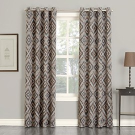 Sun Zero Dyson Global Medallion Print Grommet Curtain Panel,Stone Beige,50" x 84"
