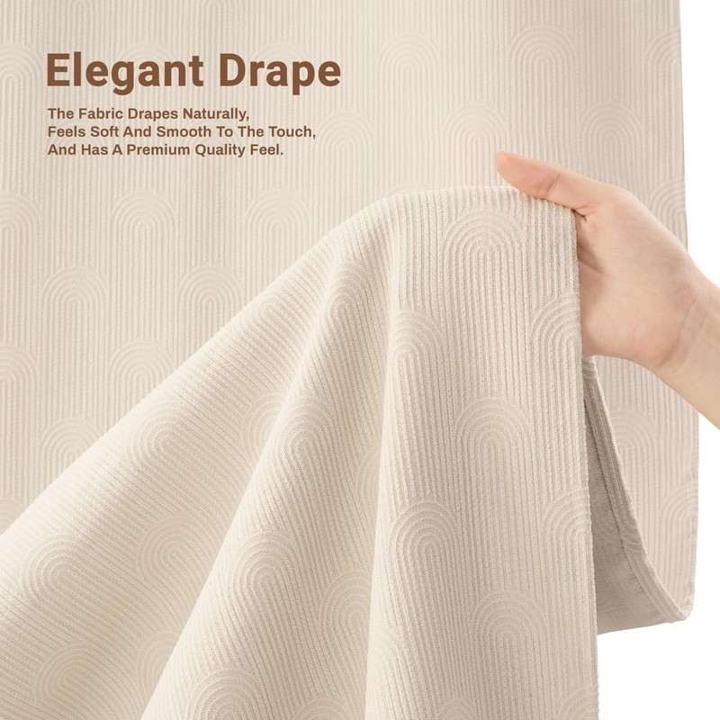 BTTN Cream Arch Textured Waterproof Fabric Shower Curtain Set, 72x72,