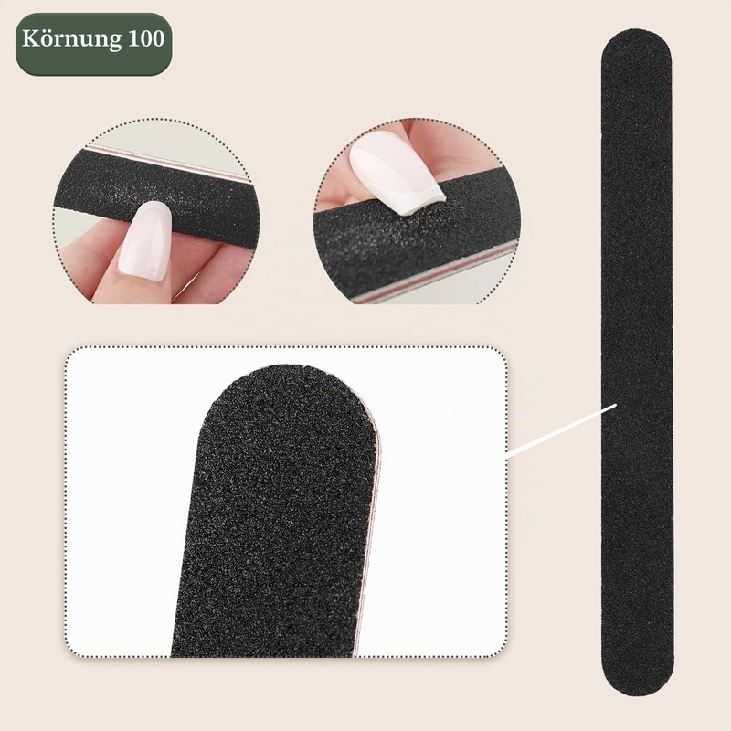 Pack of 12 Nail Files, Professional 100/180 Sanding Board Nail