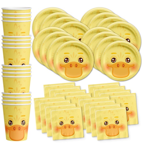 Duck Birthday Party Supplies Set Plates Napkins Cups Tableware Kit for 16