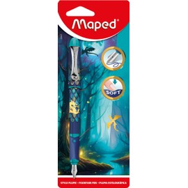 Maped - Penna stilografica drago in acciaio con punta Iridium – Penna stilografica ricaricabile, morbida e fluida