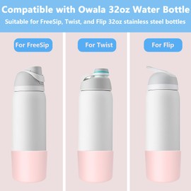 2PCS Silicone Boot for Owala Water Bottle 32oz, Anti-Slip Protective Sleeve for Owala FreeSip/Twist/Flip Stainless Steel Water Bottles (Pink)