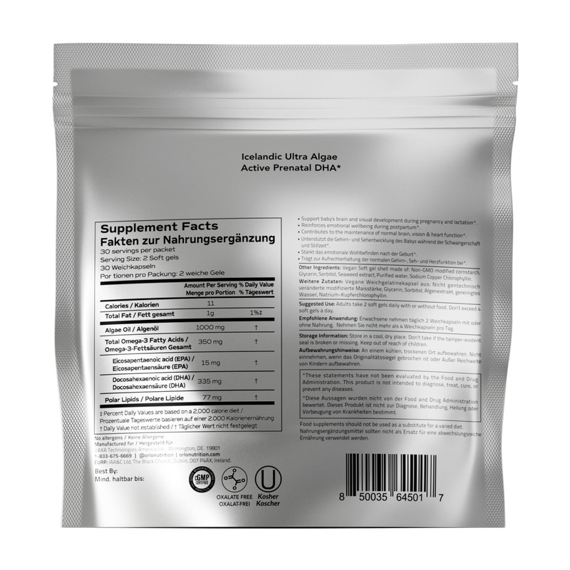 Orlo Orlo PRENATAL DHA - Prenatal DHA Omega 3 Supplement