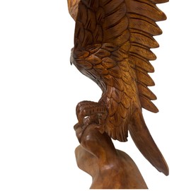 Mahogany Wood Bald Eagle, 20 inch Hand Carved by Mr Putu American Indian Cowboy Horse (1)