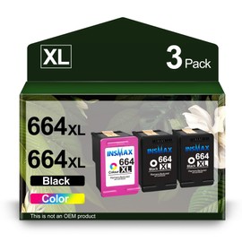 INSMAX 664XL Ink Cartridge Value Pack Compatible for HP 664 Ink Cartridges Black and Color 664XL Ink Works with DeskJet Ink Advantage 2135 1115 2675 3635 3775 Ink (2 Black, 1 Color)