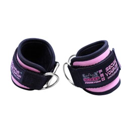 Best Ankle Straps for Cable Machines Double D-Ring Adjustable Neoprene Premium Cuffs to Enhance Legs, Abs & Glutes for Men & Women (Pair, Pink)