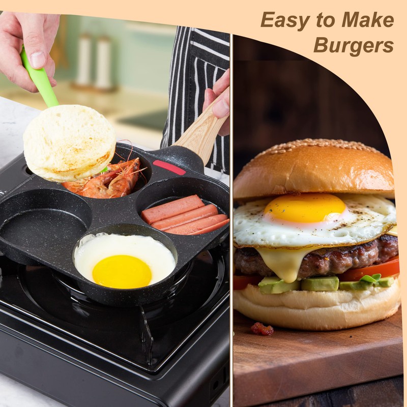 MyLifeUNIT Egg Frying Pan, 4-Cup Egg Pan Nonstick, Fried Egg