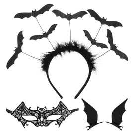 COACOM 1 Stirnband, 1 Augenmaske, 1 Paar Haarnadel, Bat-Rollenspiele, Sexy Mode, Schwarze Kostümzubehör.