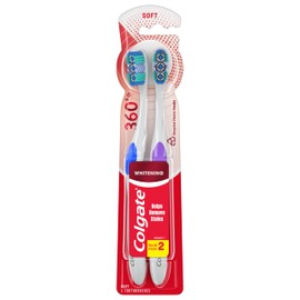 Colgate 360° Optic ning Toothbrush, Soft, White, 2 Count