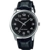 Reloj Casio Mtp-v001l-1b Hombre Correa Negro Bisel Plateado