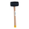 SK11 Wooden Handle Rubber Hammer, 1-1/2 LBS, Black Rubber