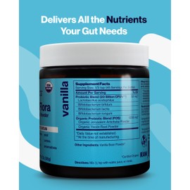 SUNBIOTICS Friendlier Flora - Prebiotic & Probiotic Powder for Women & Men with 20 Billion CFUs of 4 Probiotic Strains for Good Gut Flora, Immune System & Balanced Microbiome - Vanilla, (Pack of 2)