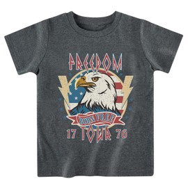 Sineeko Boys 4th of July Shirts Toddler Kids American Flag Patriotic Tshirt Cotton Independence Day Memorial Day Tops Dark Grey Freedom Eagle Tees 6T