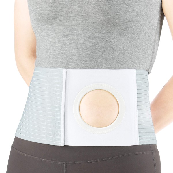 REAQER Adjustable Ostomy Hernia Belt (Hole 3.14") Unisex Stoma Support with Stoma Opening for Colostomy Bag to Prevent Parastomal Hernia