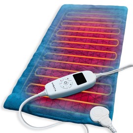 Aheata Heated Pad with Digital Controller – Winter Electric Blanket for Cold Days and Nights – Premium Fleece Pad with Timer Settings Blue