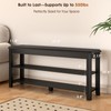 IUNVR Shoe Rack Bench Seat Rubberwood 2-Tier Wooden Storage Bench