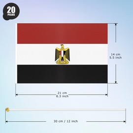 ASUNO 20 Pack Egypt Flags HandHeld Small Banners 14 × 21 cm Mini Egyptian Stick Flag Polyester for Party Decorations World Cup International Festival Events Indoor and Outdoor
