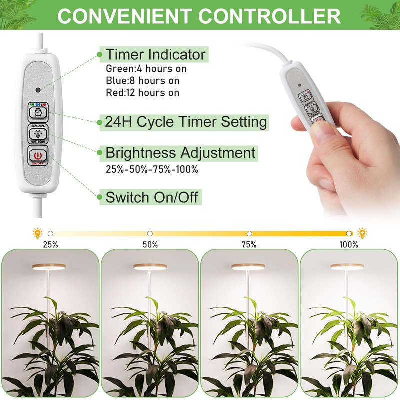 LORDEM Bamboo Grow Light, Full Spectrum LED Plant Grow Light,