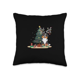 Aussie Christmas Ornament Tree Dog Mom Dad Gifts Aussie Tree Christmas Sweater Xmas Pet Dog Lover Owner Throw Pillow, 16x16, Multicolor