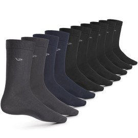 PINO VICINO - Suit Socks Pack of 10 Men's Business Socks, Plain Men's Socks, Breathable, Made of Combed Cotton, Polyamide and Elastane -, Mix - (Black/Green/Anthracite), 43 - 46