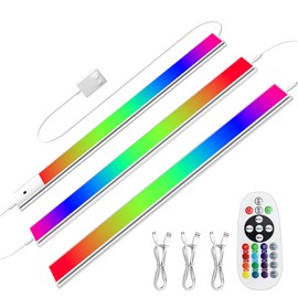 Diomart Under Cabinet Lighting Plug in, RGB Under Cabinet Lights Hardwired with Remote, Dimmible Under Counter Lights for Kitchen, 12 Inch LED Lights for Closet, Counter, Desk, 3 Pack