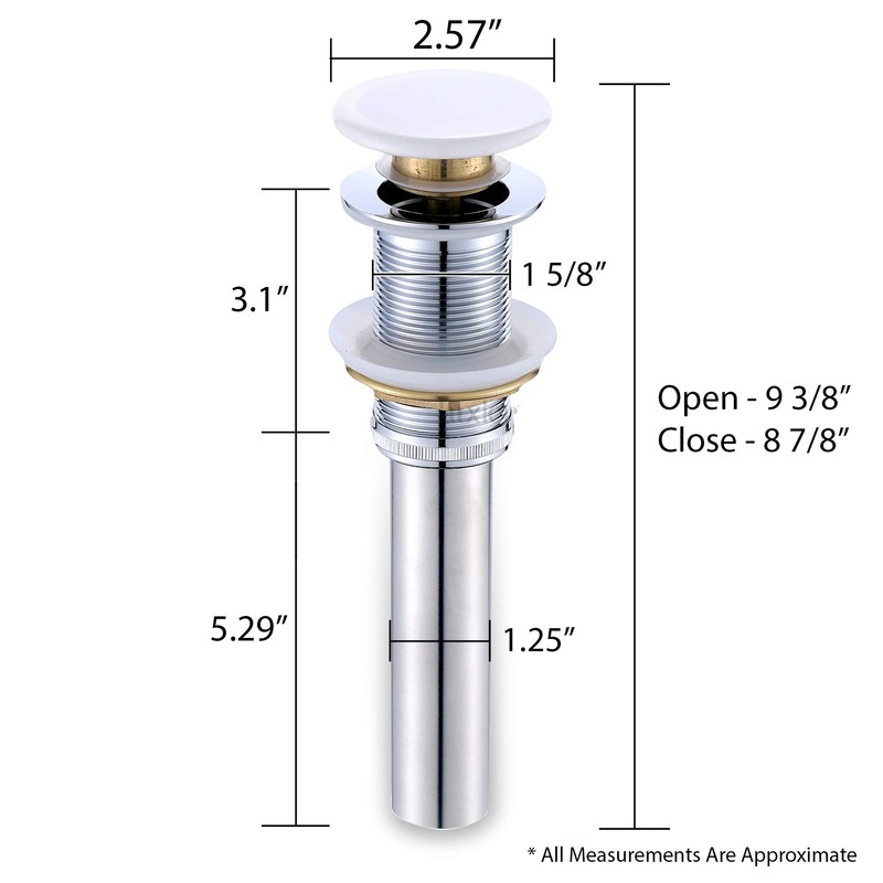 Luxier DS01-TP 1-5/8 in. Brass Bathroom and Vessel Sink Push