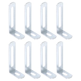 uxcell 8Pcs L-Shaped Brackets Corner Brace, 1.97"x0.94"x0.47" Corner Bracket Shelf Bracket Right Angle Brackets for Wood Shelves Furniture (50x24x12mm, Silver)
