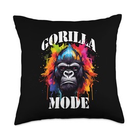 Pure Motivation Style Gorilla Mode | Training Boxing | Gym Workout Beast Throw Pillow, 18x18, Multicolor