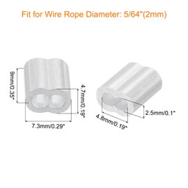 sourcing map Wire Rope Cable Thimble Kit for 2mm Dia Wire Rope, 100Pcs Aluminum Crimping Loop Sleeve and 16Pcs Stainless Steel Thimble Rigging