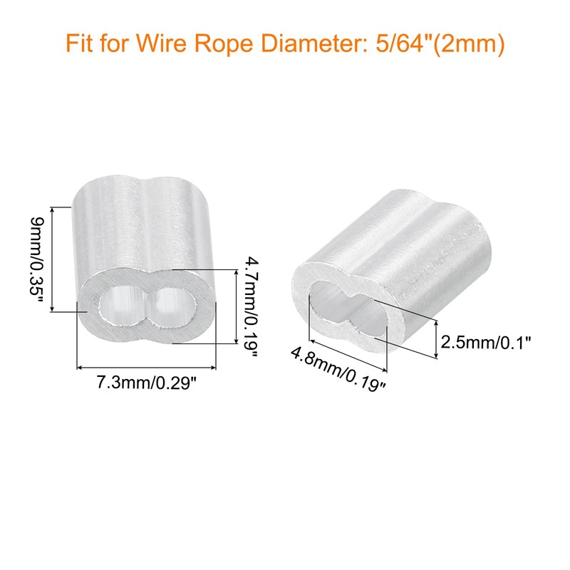 sourcing map Wire Rope Cable Thimble Kit for 2mm Dia