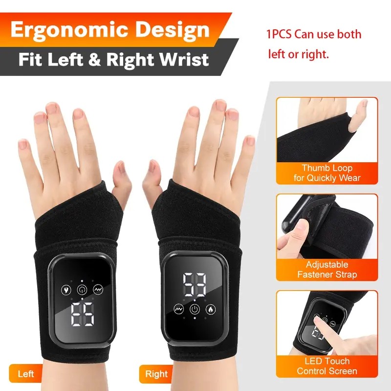 Heated Wrist Massager with Vibration – USB Rechargeable Wrist Heating