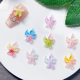 LIFOOST 80PCS Flower Nail Art Charms 3D Hawaii Flowers Nail Rhinestones Hibiscus Floral Gems Colorful Sparkling Night Light Accessories Spring Summer Jewelry for Women Acrylic Manicure Supplies