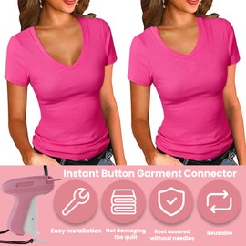 Stitch Gun for Clothes-Mini Stitch Sewing Gun Refills-Tagging Gun for Clothing with 6 Needles 1000 Black Fasteners and White Fasteners in Easy Stitch Gun＆Quick Sewing Gun（Pink）