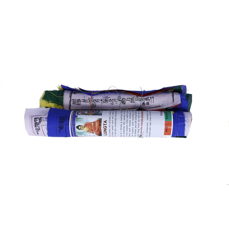 Tibetan Buddhist Fluttering Prayer Flags (Lungta) Mantras And Wind Horses-