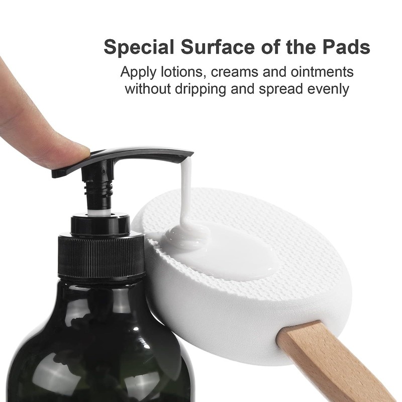 QUINTRA Back Feet Lotion Applicator, 3 Interchangeable Pads with 1