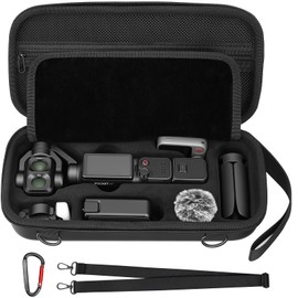 AMAZEAR Carry Case for DJI OSMO Pocket 4P, Pocket 4 Pro Accessories Compact Hard Shell Cover Travel Bag for Pocket4 / Xtra Muse with Shoulder Strap, Storage, Organization, Protection, Black