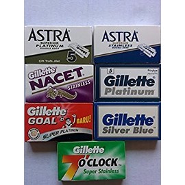 Double Edge Razor Blade Sampler – 35 Stainless Steel DE Safety Razor Blades – Variety Pack