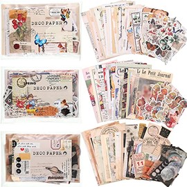 600 Pieces Vintage Stickers Journaling Paper Antique Scrapbooking Journaling Paper Aesthetic Cottagecore Scrapbook Paper Stickers Collage Album Aesthetic Washi Paper Stamp Album Travel DIY Sticker