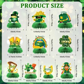 DTOFOOT 10 Pcs St.Patrick's Day Honeycomb Centerpieces, St Patricks Day Table Decoration Shamrocks Beer for Irish Table Topper 3D Table Honeycomb Decor for St. Patrick's Party
