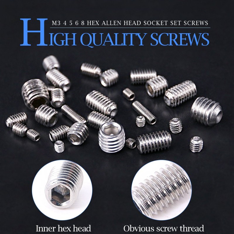 Glarks 200-Piece M3 4 5 6 8 Hex Allen Head