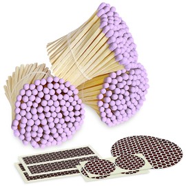 2" Lilac Tip Safety Matches | Set of 300+ Bulk Artisan Matchsticks with Bumble Striker Stickers by Thankful Greetings| Decorative Candle Lighting Accessories Unique for Home Decor, Gifts, & Events