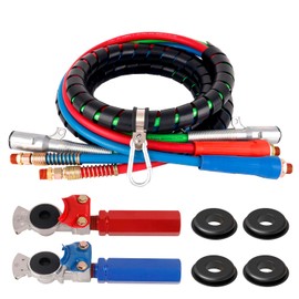 YiaChuii 15ft 3 in 1 ABS & Power Air Line Hose with Glad Hand Hex Grip & Rubber Seals for Tractor Trailer Semi Truck