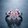 QUSIIOSLK 925 Sterling Silver Double Wing with Pink Cubic Zircon