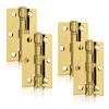 XFORT 3 Inch (75mm) Polished Brass Ball Bearing Hinges, Steel