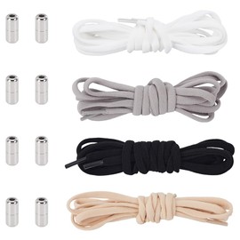 FINGERINSPIRE 4 Pairs Elastic Shoe Laces - Multi-colored, Polyester, No Tie, Stretch, One Size Fits All