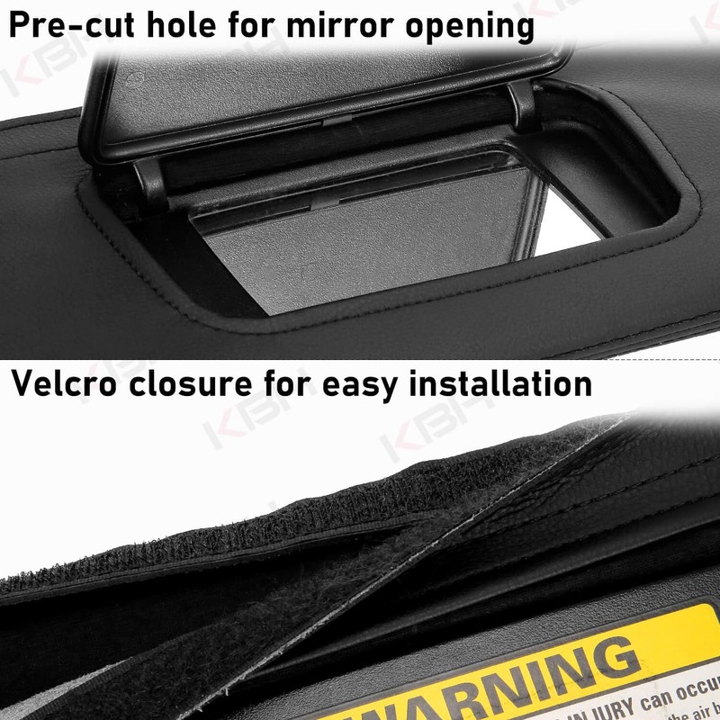 KBH Sun Visor Cover for Ford Mustang 1994-2004, Vinyl Leather