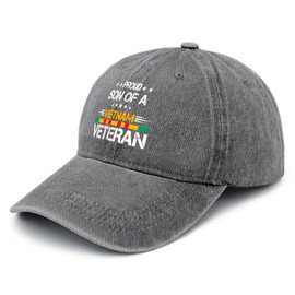 Proud Son of A Vietnam Veteran Mens hat Vintage Cotton Washed Baseball Caps Adjustable Dad Hat Crazy Light Grey