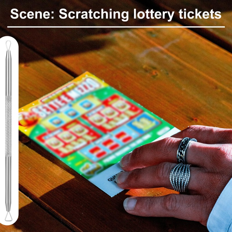 Metal Lottery Ticket Scratcher with Pipe, Multi-Used Lotto Scratcher Label