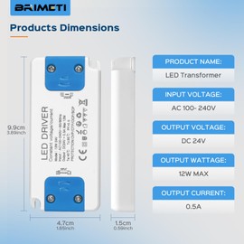 24 V LED Transformer Power Supply 12 W, BRIMETI 0.5 A LED Transformer 230 V to 24 V LED Driver Switching Power Supply, AC 230 V to DC 24 Volt, Compact Extremely Thin Constant Voltage Low Voltage